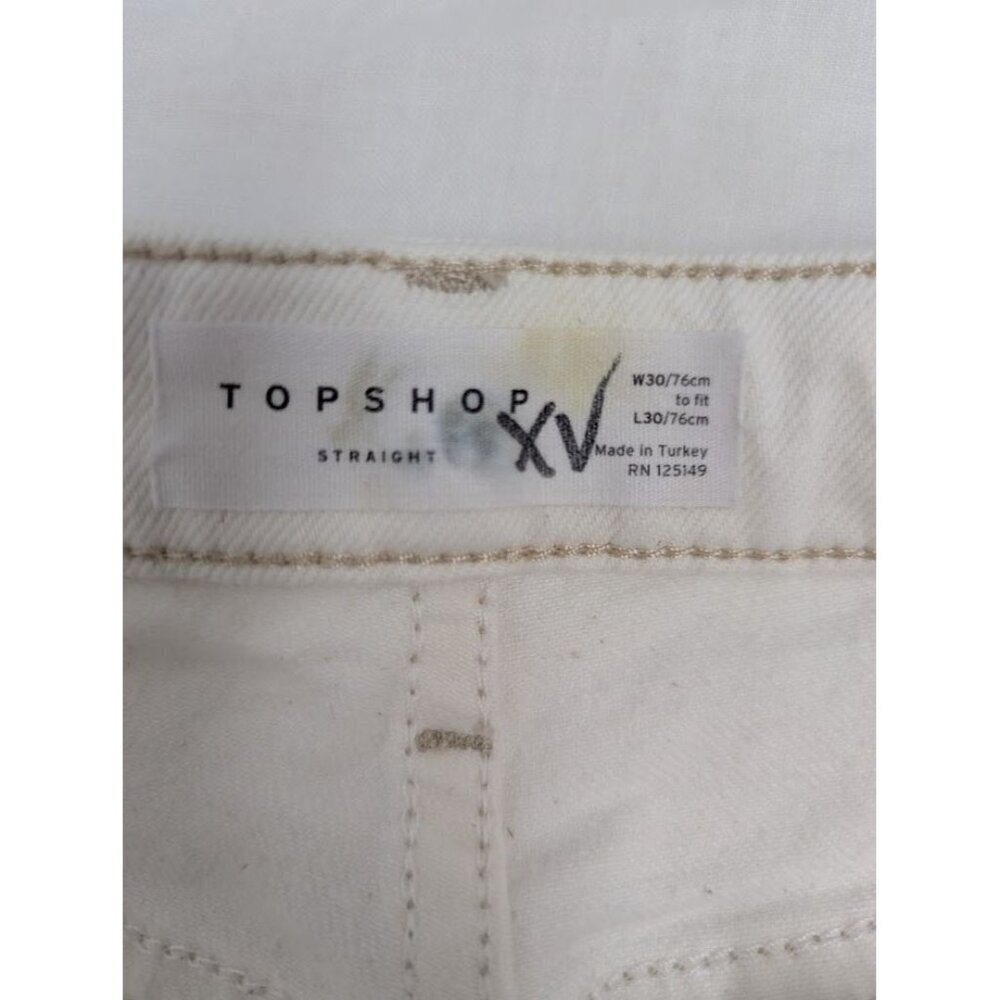 TOPSHOP women's 30" x 24" off white cropped jeans distressed edge 24" inseam H7 - Picture 5 of 8